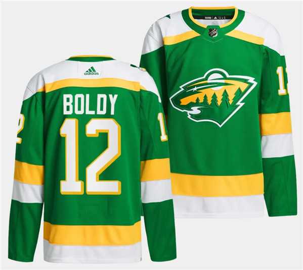 Mens Minnesota Wild #12 Matthew Boldy Green 2023-24 Stitched Jersey Dzhi